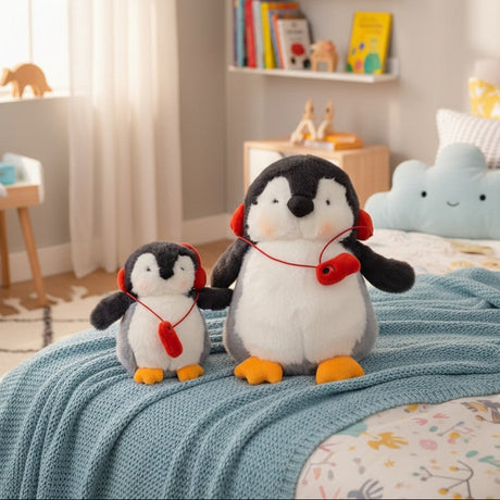 Small and large penguin headphone plush together, Jack Gifts Online Lebanon