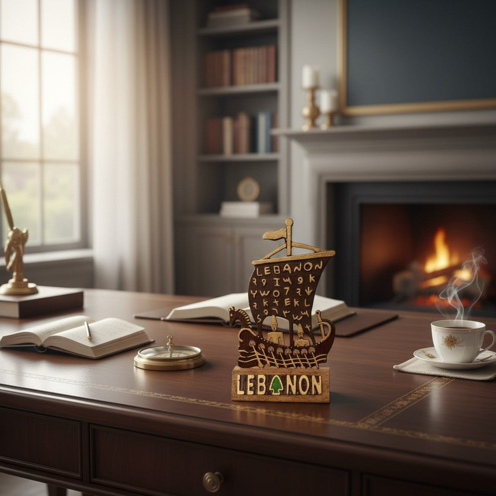 Phoenician alphabet ship desk statue on a Lebanon base, Jack Gifts Online Lebanon