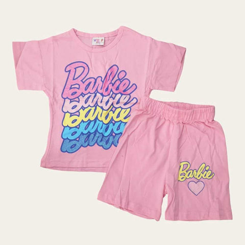Pink Barbie Shorts Set