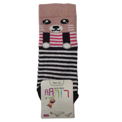 Pink Bear Print Socks