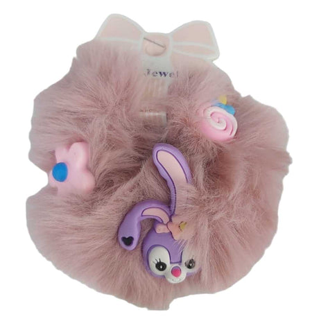 Pink Cartoon Fluffy Hair Ties 1 