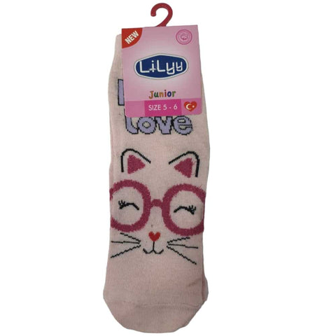 Pink Cat Print Socks