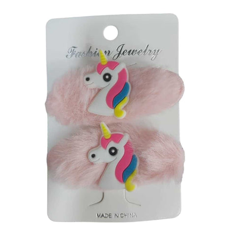 Pink Unicorn Fluffy Hairpins