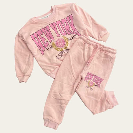 Pink 'NY' Camp Jogging Set