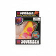 Pizza slice sensory toy in black retail box, yellow squishy slice with pink pepperoni showing through the window