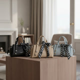 Mini handbags with polka dot scarf in black, beige and grey, Jack Gifts Online Lebanon
