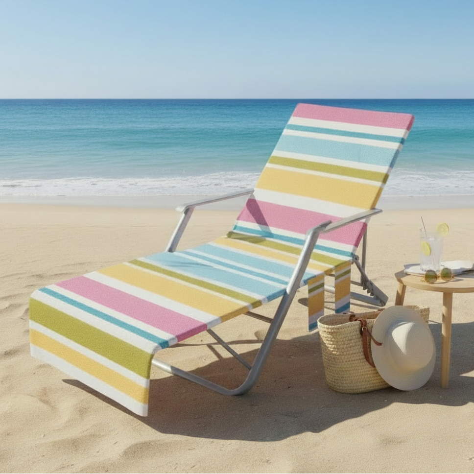 Multicolor Striped Beach Chair Towel