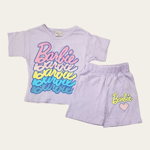 Purple Barbie Shorts Set