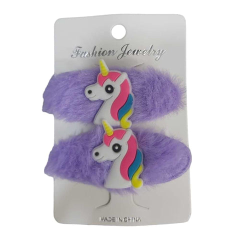 Purple Unicorn Fluffy Hairpins