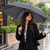 Black Compact Umbrella With Hook Handle