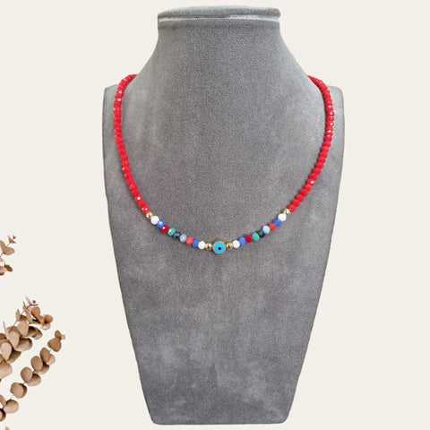 Red Gold Blue Eye Necklace