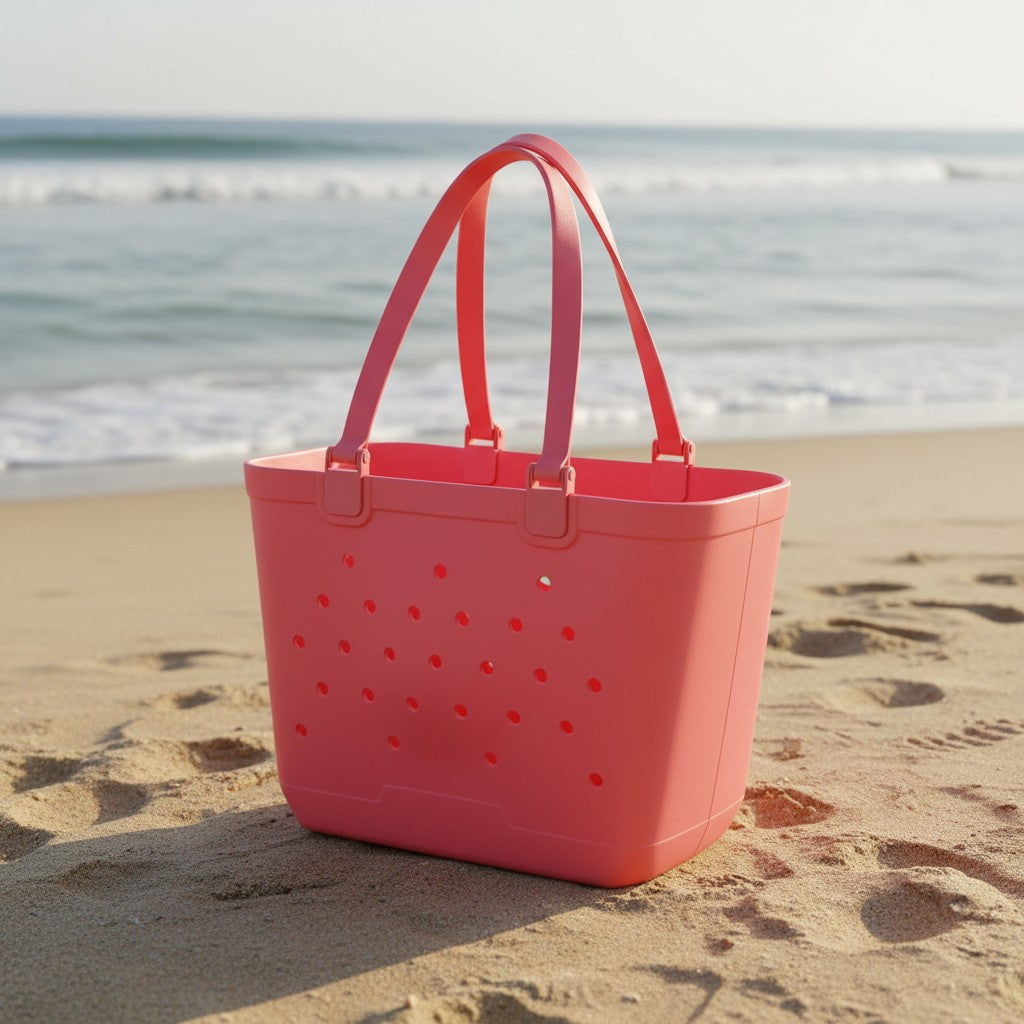 Large red EVA beach tote bag with drainage holes, Jack Gifts Online Lebanon