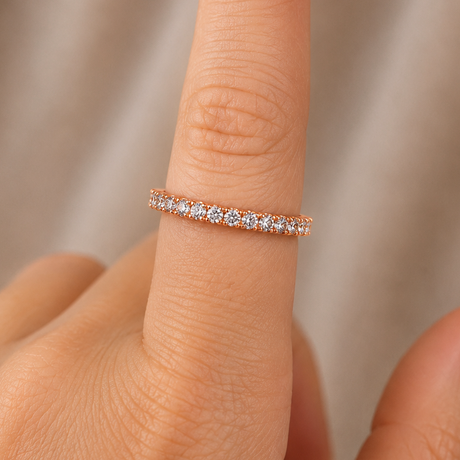 Rose gold eternity band ring set with round crystals, Jack Gifts Online Lebanon
