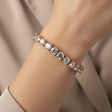 Diamond bracelet on a brown leather surface
