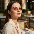 Womens rimless oval sunglasses with rose tinted lenses and gold temples, Jack Gifts Online Lebanon