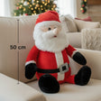 Seated Santa plush in a red suit and white trimmed hat, marked 50cm