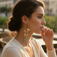 Gold seashell and starfish drop earrings with pearls, Jack Gifts Online Lebanon