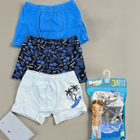 Pack of 3 boys cotton boxer shorts with surf and palm tree print