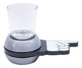 Side view of the shot spinner showing the rotating collar and the long pointer arm