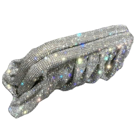 Silver Rhinestone Chain Clutch Bag