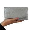 Silver Sparkly Rhinestone Clutch Bag