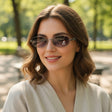 Womens silver oval sunglasses with purple grey gradient lenses, Jack Gifts Online Lebanon