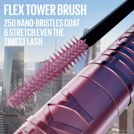 Close view of the Flex Tower brush with 250 nano bristles that coat tiny lashes