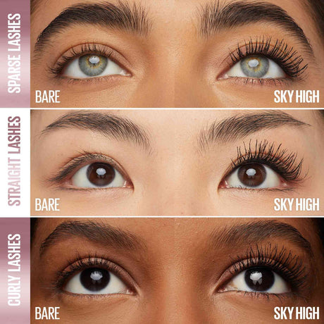 Sky High results on sparse, straight and curly lashes across three models