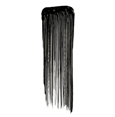 Long black mascara swatch showing the lengthening Sky High formula on white