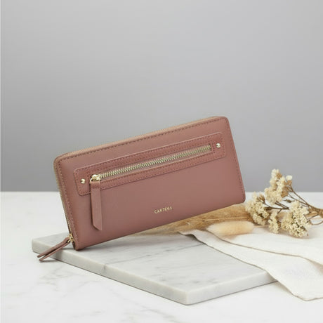 Pink women's wallet with a sleek gold zipper, Jack Gifts Online Lebanon