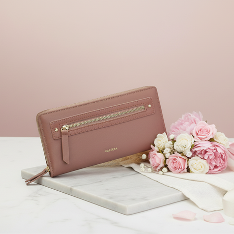 Pink women's wallet with a sleek gold zipper, Jack Gifts Online Lebanon