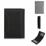 Gray wallet with brand name on a white background