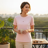 Pink smiley face women's t-shirt