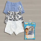 Pack of 3 boys cotton boxer shorts with football print
