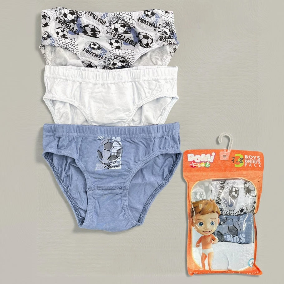 Pack of 3 boys cotton briefs with a football print