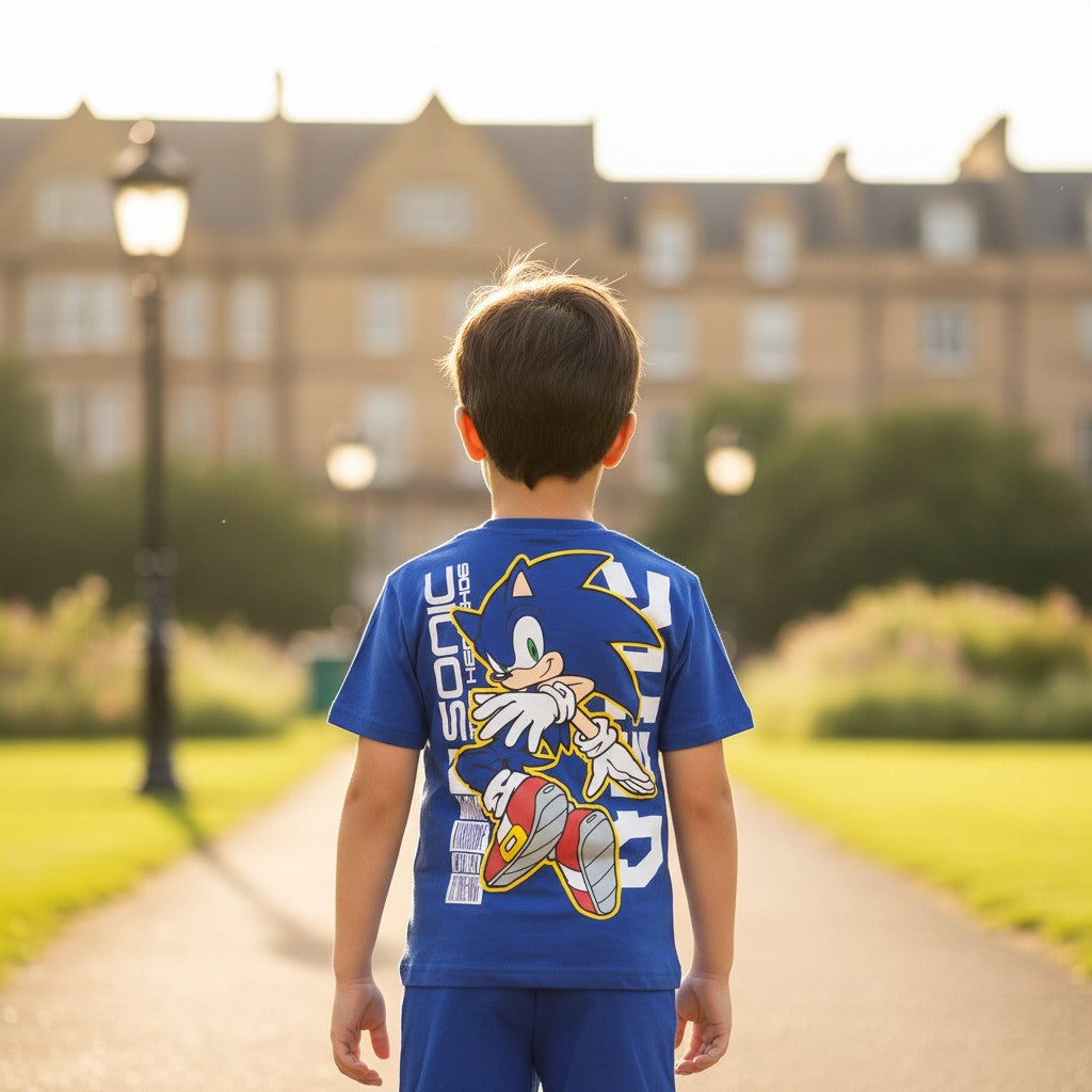 Back view of Sonic shorts set shorts logo detail