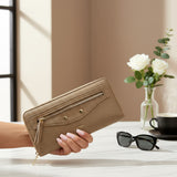 Brown women's wallet with sleek zip design and gold accents, Jack Gifts Online Lebanon