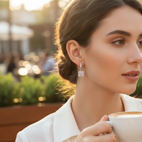 Sparkling square crystal drop earrings for women