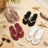 Starfish embellished flip flops in blush, black, burgundy and white on beach sand, Jack Gifts Online Lebanon
