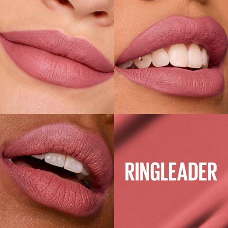 Ringleader shade worn on three skin tones with the shade name panel