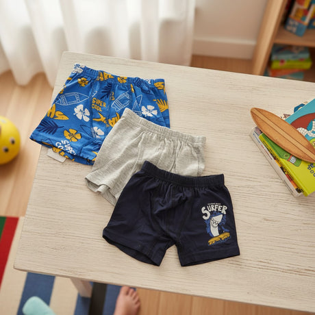 Pack of 3 boys cotton boxer shorts in blue, grey and navy, Jack Gifts Online Lebanon
