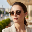 Womens tortoiseshell browline sunglasses with gold trim and brown lenses, Jack Gifts Online Lebanon