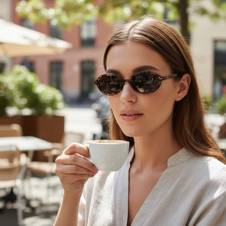 Womens tortoiseshell oval sunglasses with dark lenses, Jack Gifts Online Lebanon