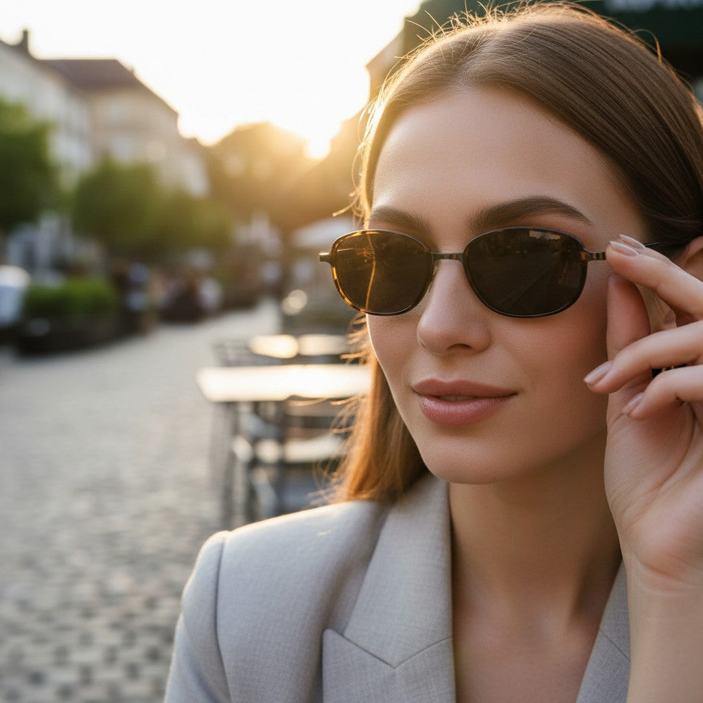 Womens dark tortoiseshell rounded sunglasses with warm brown lenses, Jack Gifts Online Lebanon