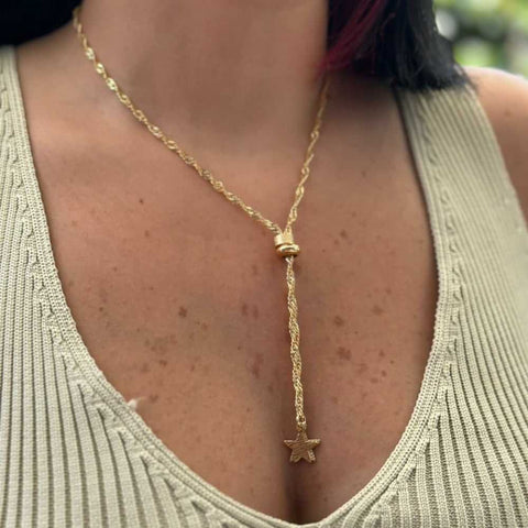 Twin Gold Star Chain Necklace