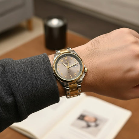 Men's two tone watch with grey dial and Arabic numerals, Jack Gifts Online Lebanon