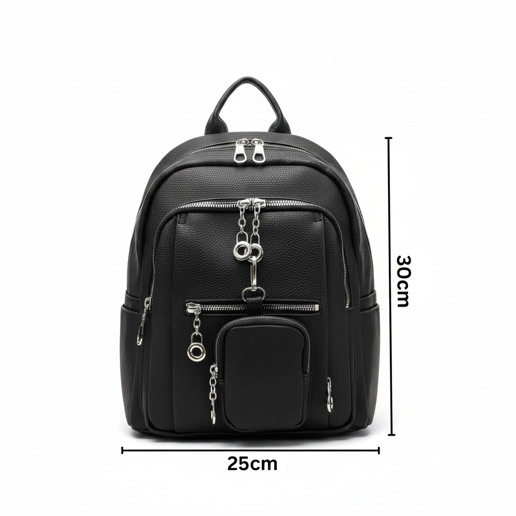 Urban mini backpack with textured finish and silver zipper details, Jack Gifts Online Lebanon