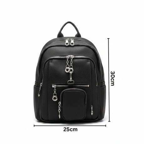 Urban mini backpack with textured finish and silver zipper details, Jack Gifts Online Lebanon