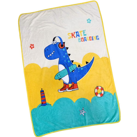 Dinosaur Skate Boarding Blanket