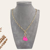 Fuchsia Resin Heart Chain Necklace